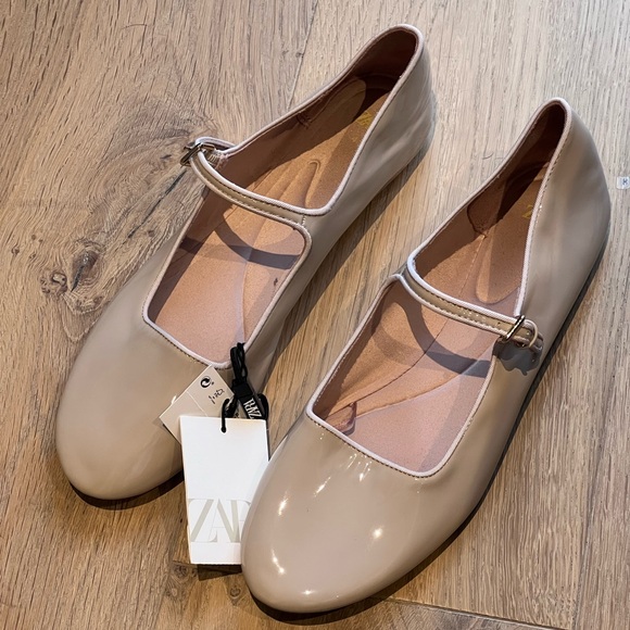 Zara Shoes - Zara Patent Nude Flat Ballet Shoes Brand New With Tags Size 41